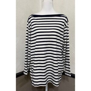 Pendleton Women's XL Navy White Striped Pullover Long Sleeve Top Classic Casual